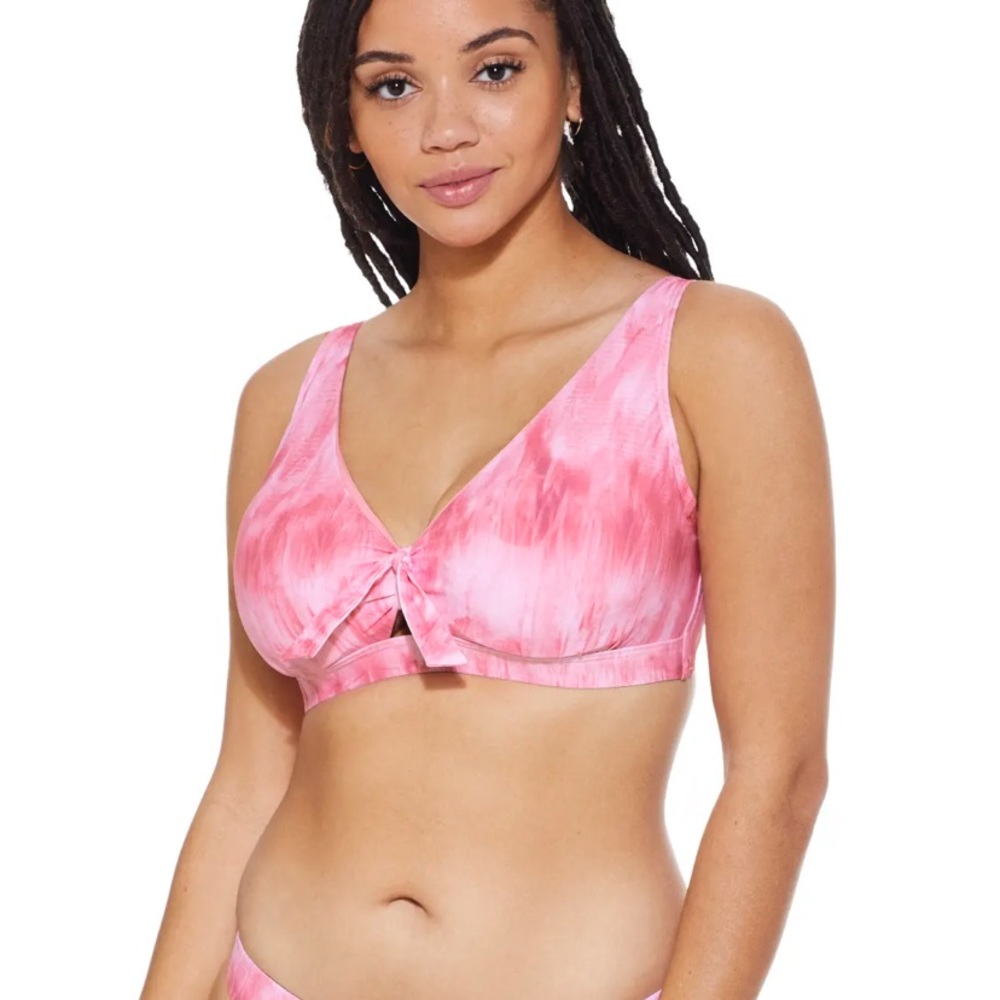 NWT Birdsong Retba Waves Tie Front Bikini Top & Ruched High Waist Bikini Bottom